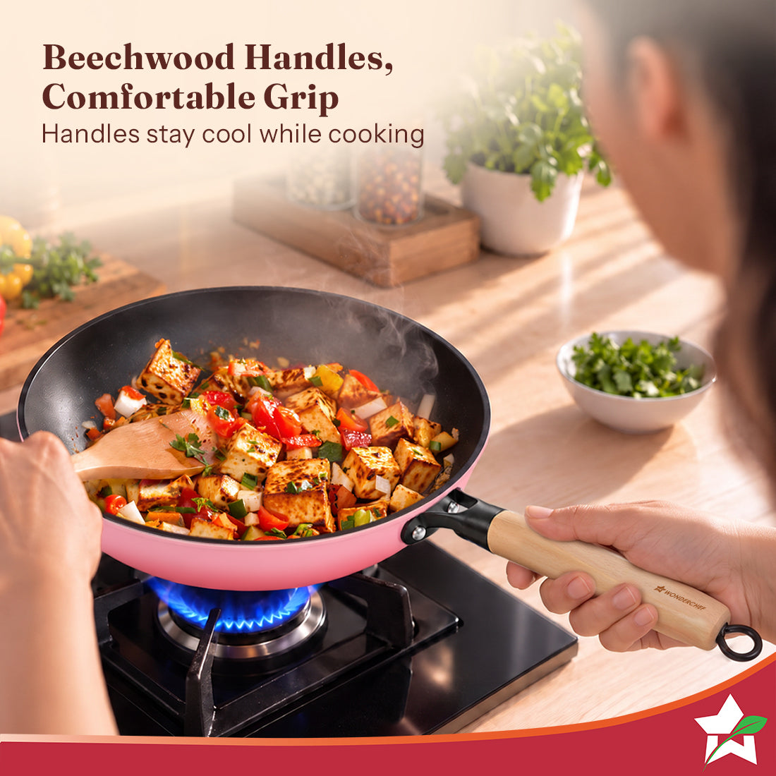 Wonderchef Ferro Enamel Light-weight Cast-iron Fry Pan, 20cm, No Seasoning Required, TitaniumShield Non-toxic Chemical-f