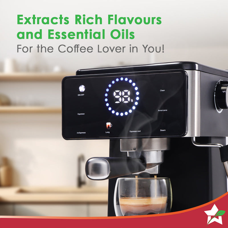 Wonderchef Rinaldi Espresso 20 bar Coffee Maker with Temperature Gauge | Espresso, Cappuccino, Latte, Mocha, Cold Coffee