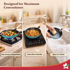 Wonderchef Ferro Enamel Light-weight Cast-iron Fry Pan, 20cm, No Seasoning Required, TitaniumShield Non-toxic Chemical-f