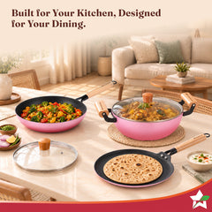 Wonderchef Ferro Enamel Light-weight Cast-iron Dosa Tawa, 28cm, No Seasoning Required, TitaniumShield Non-toxic Chemical