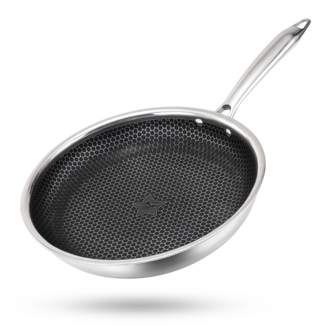 Wonderchef PremiumPro  Triply Stainless-steel Fry Pan 24cm 1.7L for Kitchen, Toxin-free Non-stick HexaGlide Coating, Met