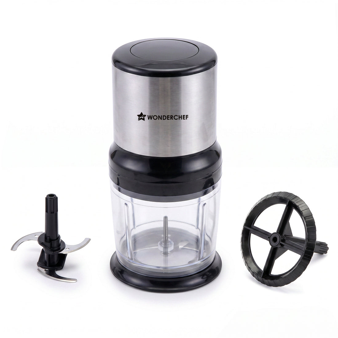 Wonderchef Inox Kitchen Vegetable Chopper, 350W Motor, Chopping/Mincing/Pureeing, Whisk Attachment for Whipping/Beating,
