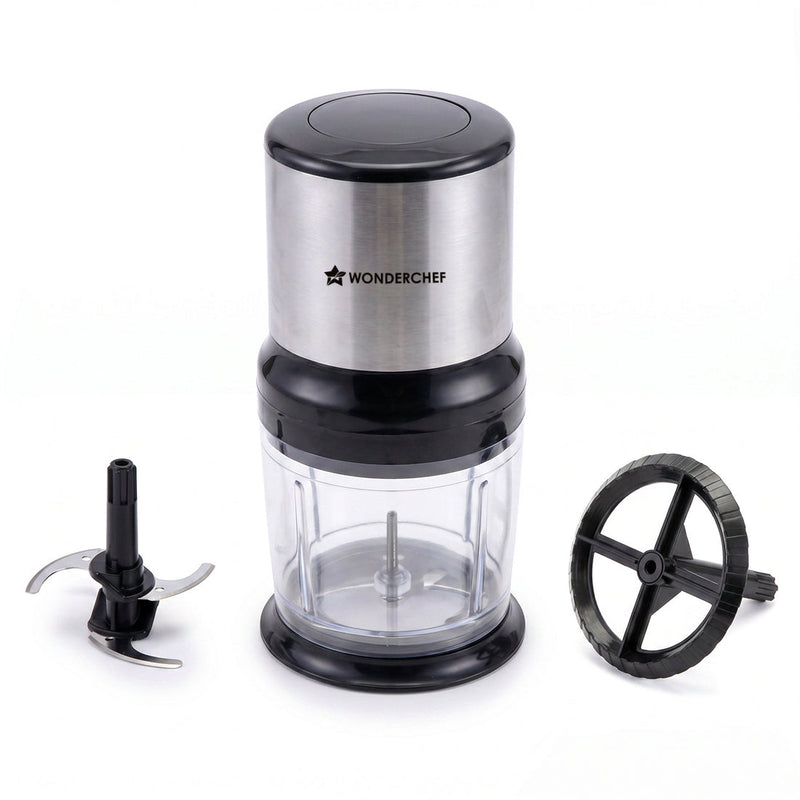 Wonderchef Inox Kitchen Vegetable Chopper, 350W Motor, Chopping/Mincing/Pureeing, Whisk Attachment for Whipping/Beating,
