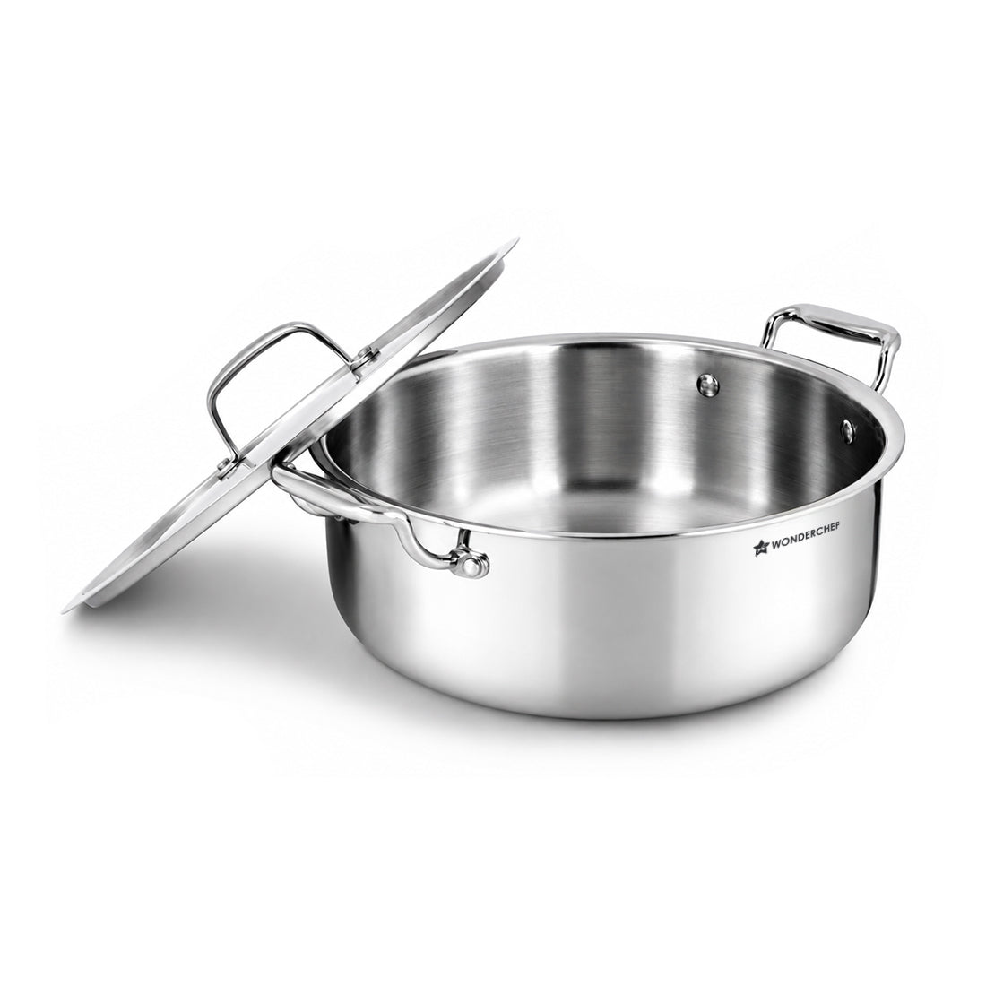 Wonderchef Premium Triply Stainless-steel Biryani Handi with Lid for Kitchen, 28cm 6.2L, Casserole for Slow Cooking, Dum