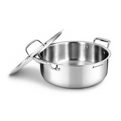 Wonderchef Premium Triply Stainless-steel Biryani Handi with Lid for Kitchen, 28cm 6.2L, Casserole for Slow Cooking, Dum