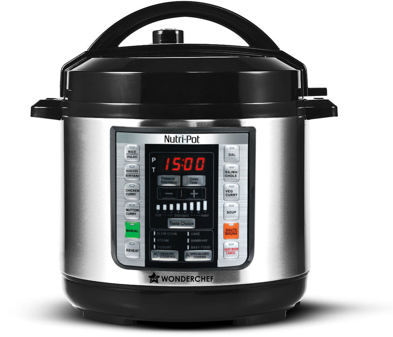 Wonderchef Nutri-pot 3L Electric Pressure Cooker, 18 Pre-set Options, 304 Stainless Steel Inner Pot, Slow Cook, Rice/Mil