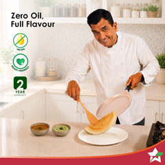 Wonderchef Vitalife Non-stick Dosa Tawa for Kitchen, 28cm, Non-toxic Coating, PFOA-Free, Cool-touch Handles, Scratch-res