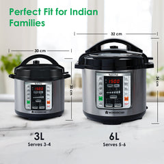 Wonderchef Nutri-pot 3L Electric Pressure Cooker, 18 Pre-set Options, 304 Stainless Steel Inner Pot, Slow Cook, Rice/Mil