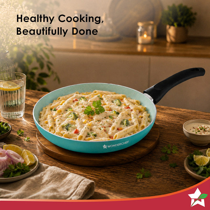 Wonderchef Vitalife Non-stick Fry Pan for Kitchen, 24cm, 1.5 L, Non-toxic Coating, PFOA-Free, Cool-touch Handles, Scratc