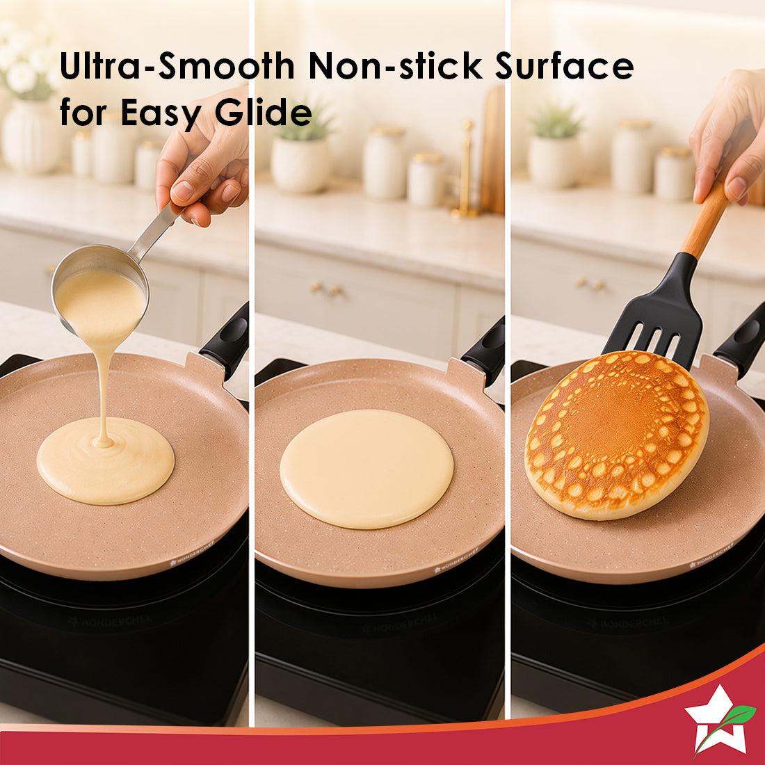 Wonderchef Vitalife Non-stick Dosa Tawa for Kitchen, 28cm, Non-toxic Coating, PFOA-Free, Cool-touch Handles, Scratch-res