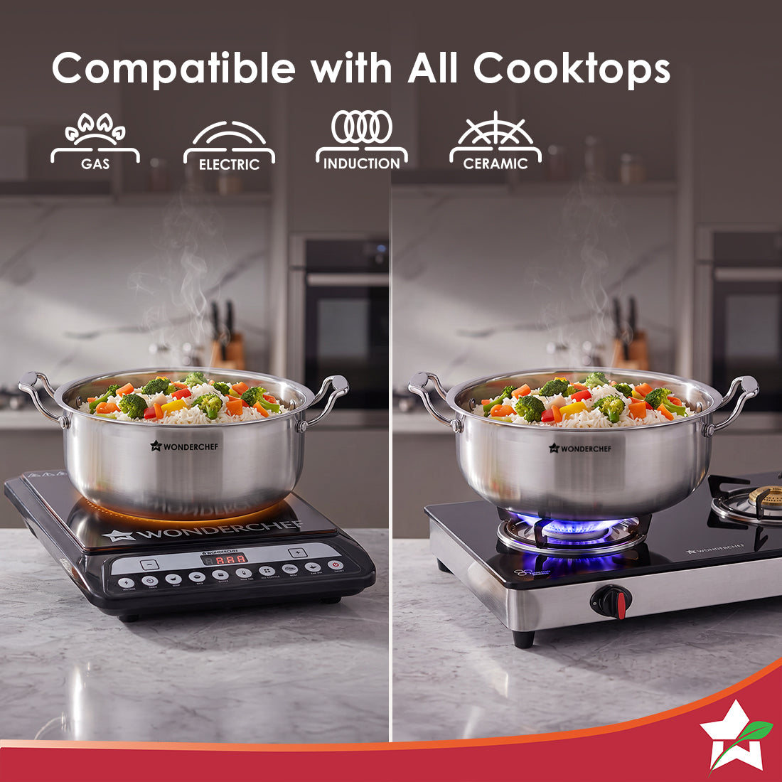 Wonderchef Premium Triply Stainless-steel Biryani Handi with Lid for Kitchen, 32cm 8.4L, Casserole for Slow Cooking, Dum