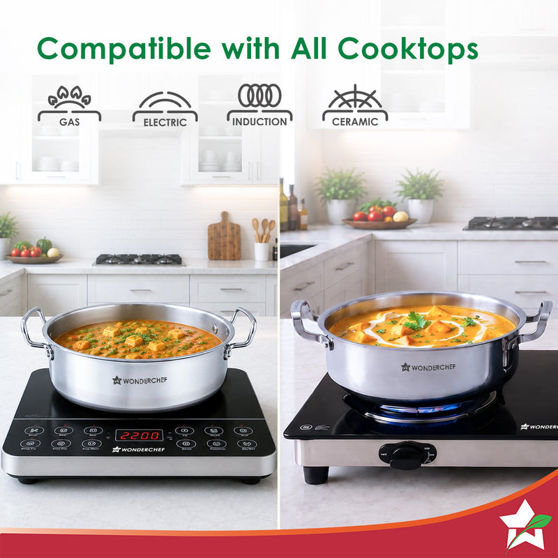 Wonderchef Stella Triply Stainless-steel Biryani Handi with Lid for Kitchen, 32cm 8.4L, Casserole for Slow Cooking, Dum Biryani, Gravies, Induction-friendly, Sturdy Handles, 10-Yr Warranty-4