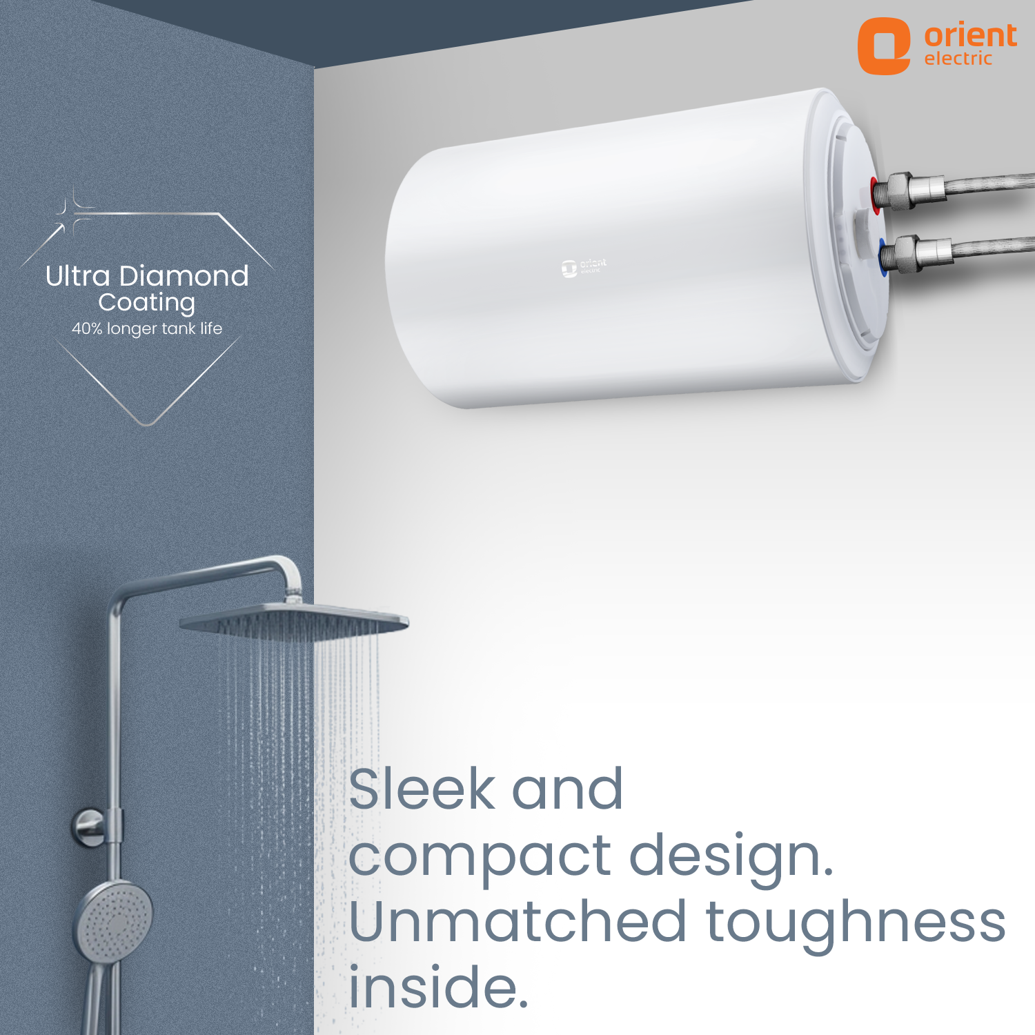 Aquaslim Horizontal Water Heater (Geyser) | Glass Coated Heating Element | Warranty: 7 Yr Tank, 2 Yr Comprehensive