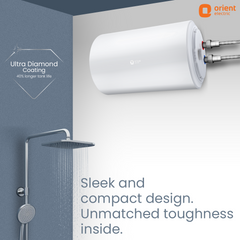 Aquaslim Horizontal Water Heater (Geyser) | Glass Coated Heating Element | Warranty: 7 Yr Tank, 2 Yr Comprehensive
