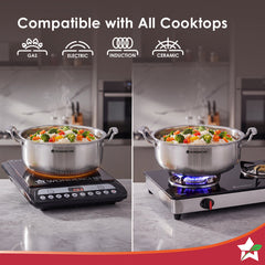Wonderchef Premium Triply Stainless-steel Biryani Handi with Lid for Kitchen, 28cm 6.2L, Casserole for Slow Cooking, Dum