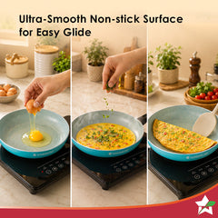 Wonderchef Vitalife Non-stick Fry Pan for Kitchen, 20cm, 900 ml, Non-toxic Coating, PFOA-Free, Cool-touch Handles, Scrat