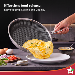 Wonderchef PremiumPro  Triply Stainless-steel Fry Pan 24cm 1.7L for Kitchen, Toxin-free Non-stick HexaGlide Coating, Met