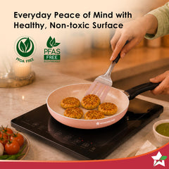 Wonderchef Vitalife Non-stick Fry Pan for Kitchen, 24cm, 1.5 L, Non-toxic Coating, PFOA-Free, Cool-touch Handles, Scratc