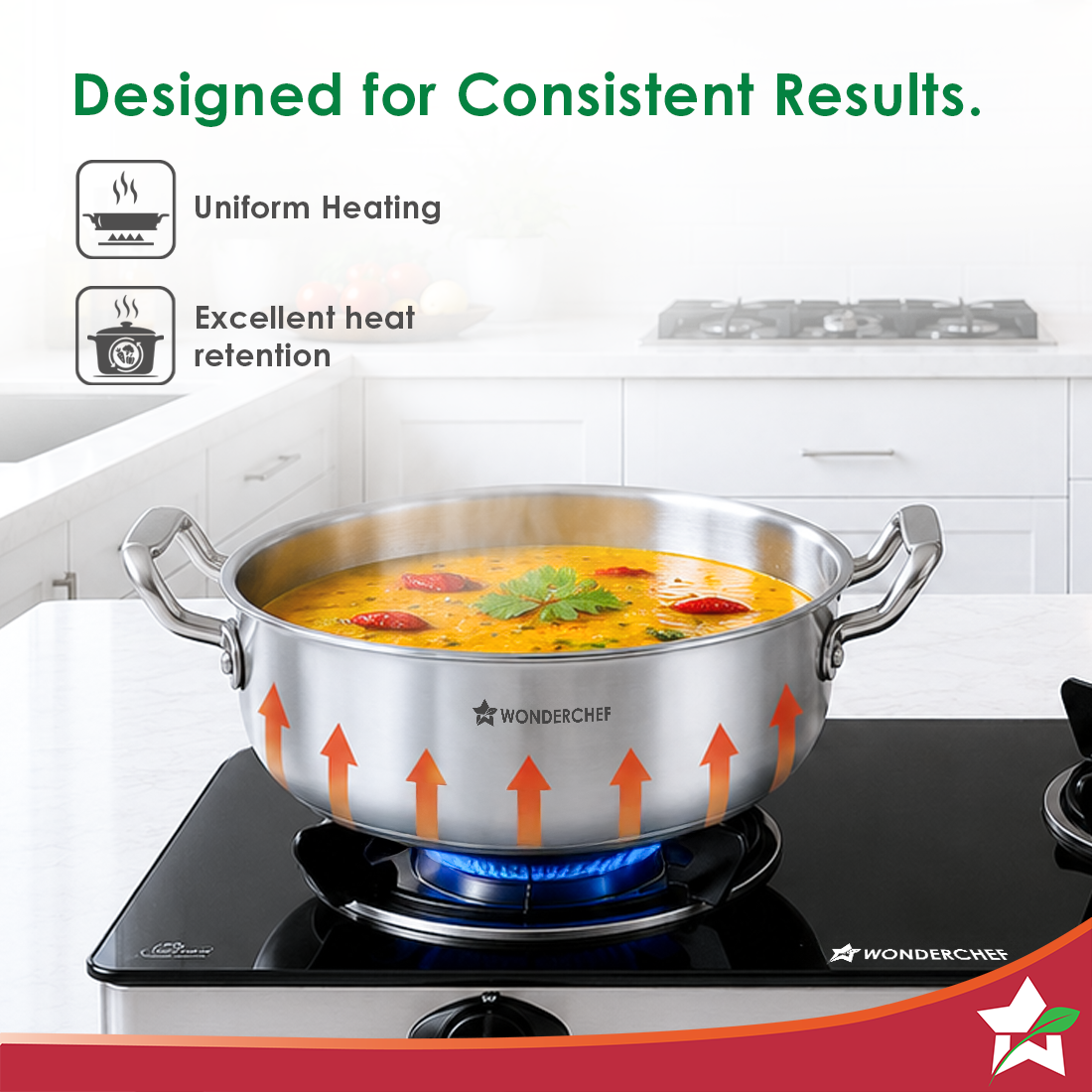 Wonderchef Stella Triply Stainless-steel Biryani Handi with Lid for Kitchen, 32cm 8.4L, Casserole for Slow Cooking, Dum Biryani, Gravies, Induction-friendly, Sturdy Handles, 10-Yr Warranty-5