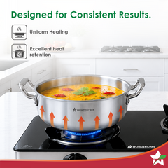 Wonderchef Stella Triply Stainless-steel Biryani Handi with Lid for Kitchen, 32cm 8.4L, Casserole for Slow Cooking, Dum Biryani, Gravies, Induction-friendly, Sturdy Handles, 10-Yr Warranty-5