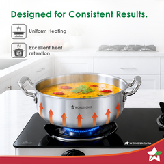Wonderchef Stella Triply Stainless-steel Biryani Handi with Lid for Kitchen, 28cm 6.2L, Casserole for Slow Cooking, Dum Biryani, Gravies, Induction-friendly, Sturdy Handles, 10-Yr Warranty-5