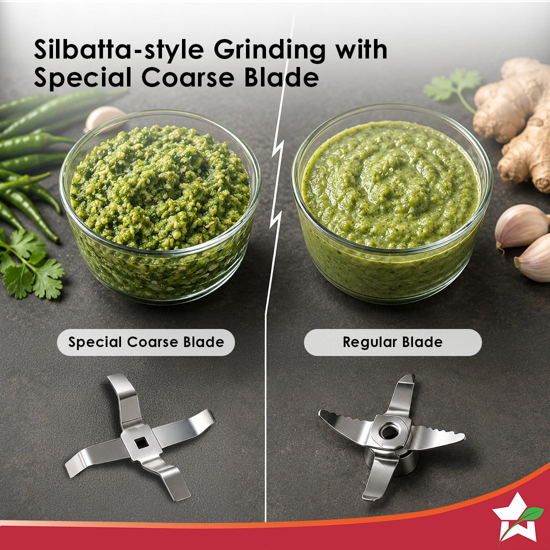Wonderchef Inox 1000W Mixer Grinder with 3 Stainless-steel Jars, Special Blade for Silbatta Khada Masala Grinding, Minci