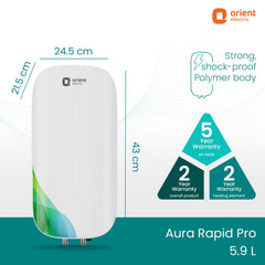 Aura Rapid Pro 5.9L Instant Water Heater (Geyser) | Bathroom Geyser
