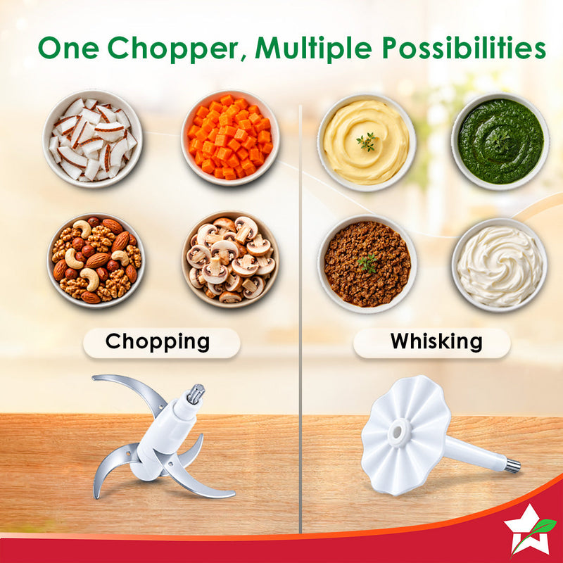 Wonderchef Maestro Digital Electric Chopper, Mincer, for Kitchen, 300W Motor, Sharp Stainless-steel Blades, Whisk Attach