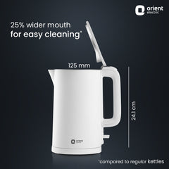 1.5L Kettle 1650 Watts | Cool Touch Body | Faster Heating | White, Plastic