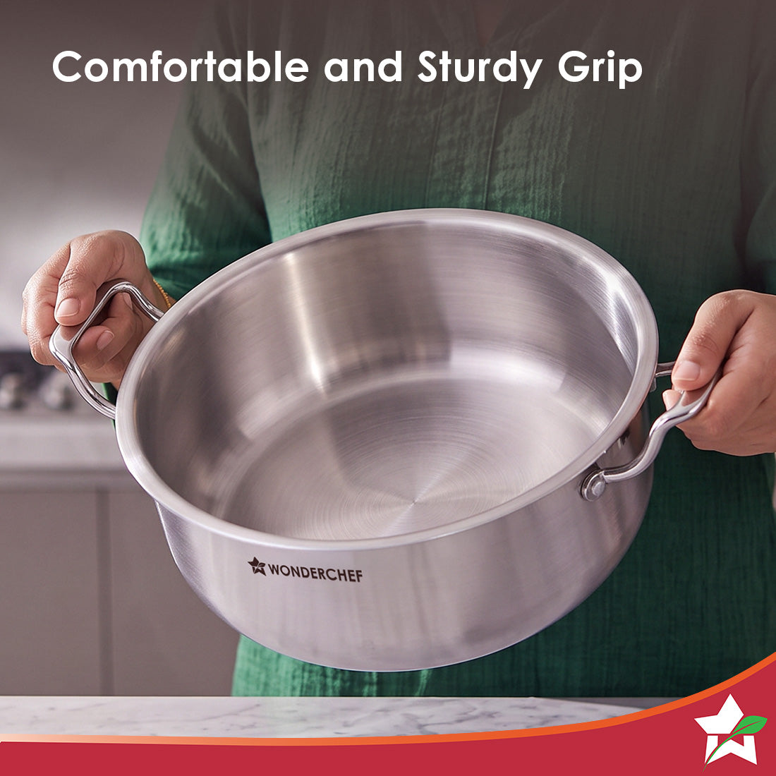 Wonderchef Premium Triply Stainless-steel Biryani Handi with Lid for Kitchen, 28cm 6.2L, Casserole for Slow Cooking, Dum