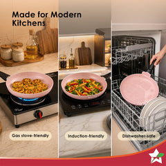 Wonderchef Vitalife Non-stick Fry Pan for Kitchen, 20cm, 900 ml, Non-toxic Coating, PFOA-Free, Cool-touch Handles, Scrat