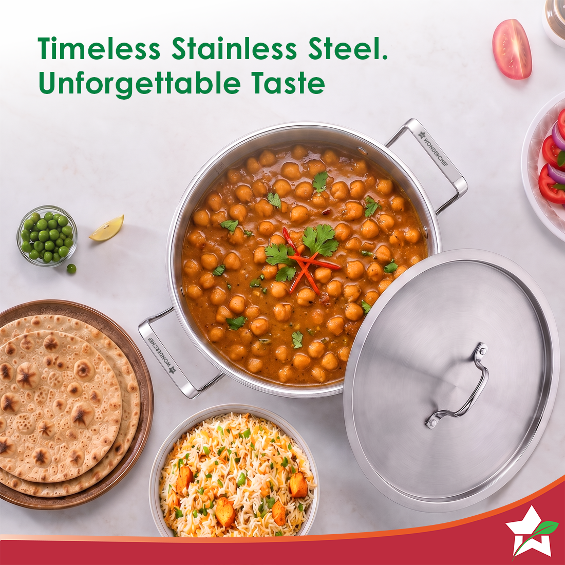 Wonderchef Stella Triply Stainless-steel Biryani Handi with Lid for Kitchen, 32cm 8.4L, Casserole for Slow Cooking, Dum Biryani, Gravies, Induction-friendly, Sturdy Handles, 10-Yr Warranty-7