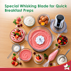 Wonderchef Maestro Digital Electric Chopper, Mincer, for Kitchen, 300W Motor, Sharp Stainless-steel Blades, Whisk Attach