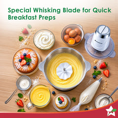 Wonderchef Maestro Electric Chopper and Mincer for Kitchen, 300W Motor, Sharp Stainless-steel Blades and Whisk Attachmen