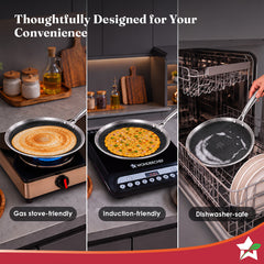 Wonderchef PremiumPro Hexa Triply Stainless-steel Dosa Tawa 28cm for Kitchen, Toxin-free Non-stick HexaGlide Coating, Metal Spoon Friendly, Induction-friendly, Cool Handles, 10-Yr Warranty-8