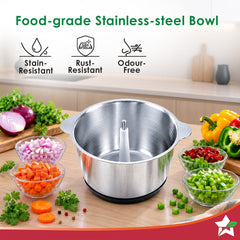 Wonderchef Maestro Electric Chopper and Mincer for Kitchen, 300W Motor, Sharp Stainless-steel Blades and Whisk Attachmen
