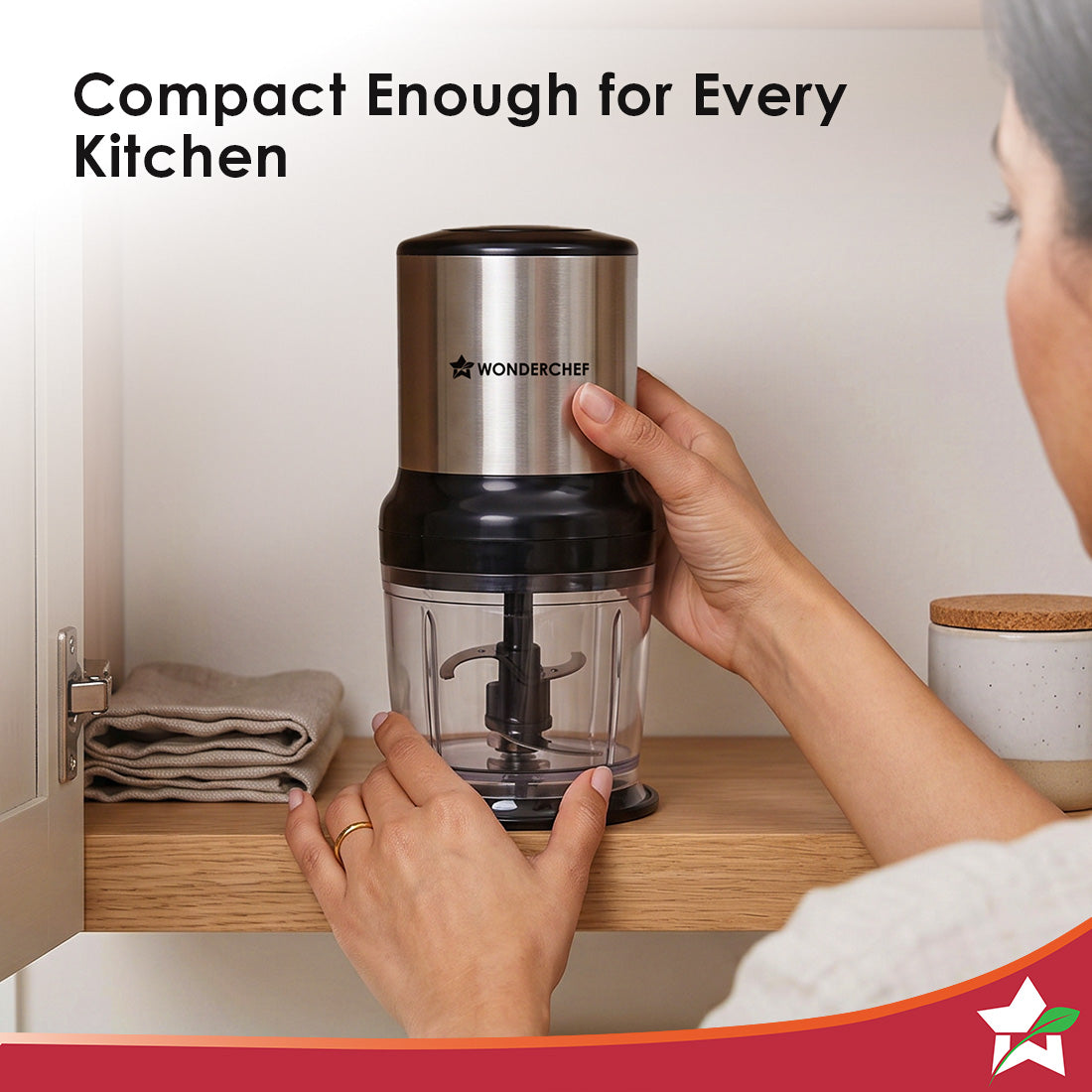 Wonderchef Inox Kitchen Vegetable Chopper, 350W Motor, Chopping/Mincing/Pureeing, Whisk Attachment for Whipping/Beating,