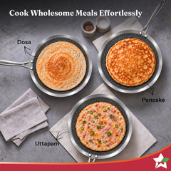 Wonderchef PremiumPro Hexa Triply Stainless-steel Dosa Tawa 28cm for Kitchen, Toxin-free Non-stick HexaGlide Coating, Metal Spoon Friendly, Induction-friendly, Cool Handles, 10-Yr Warranty-9