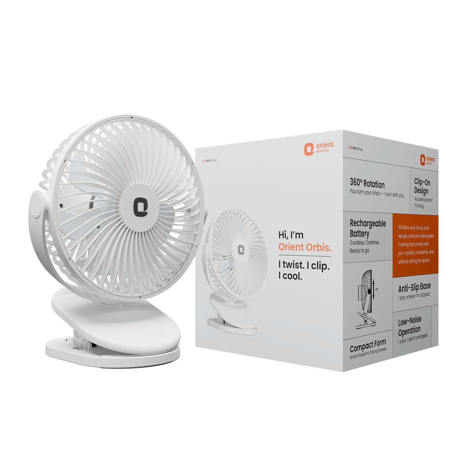 Orbis 5'' Personal Fan | 360 Degree Rotation | Chargeable Portable Fan