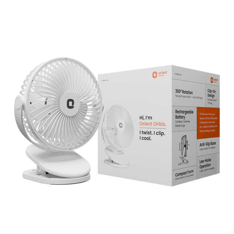 Orbis 5'' Personal Fan | 360 Degree Rotation | Chargeable Portable Fan