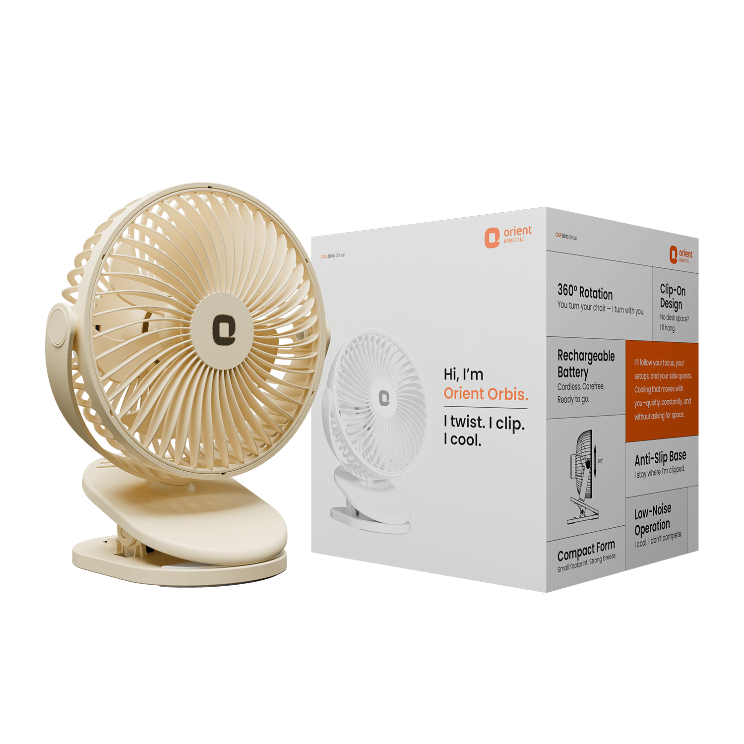 Orbis 5'' Personal Fan | 360 Degree Rotation | Chargeable Portable Fan