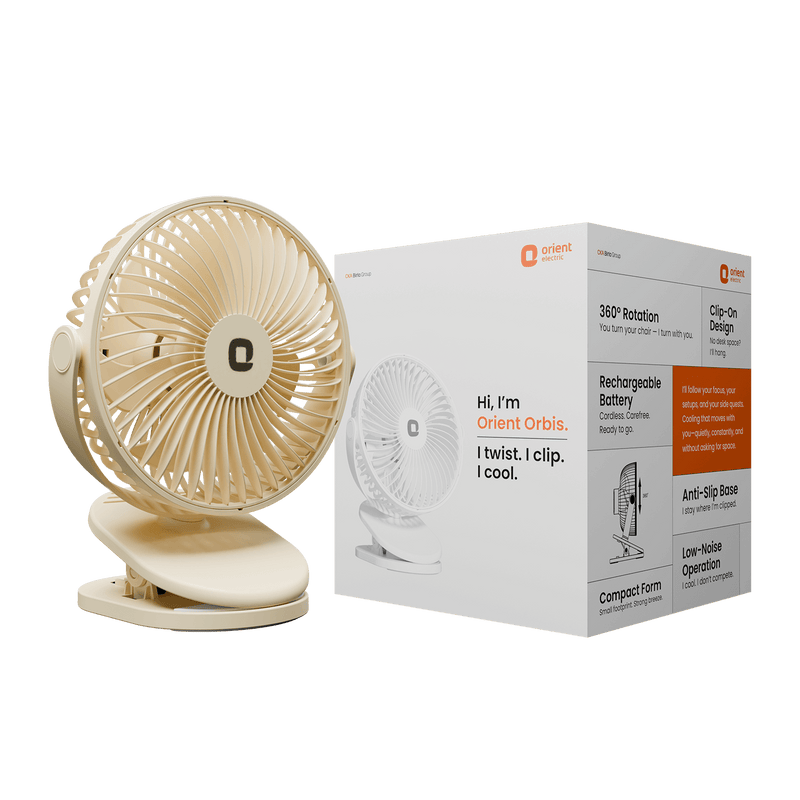 Orbis 5'' Personal Fan | 360 Degree Rotation | Chargeable Portable Fan