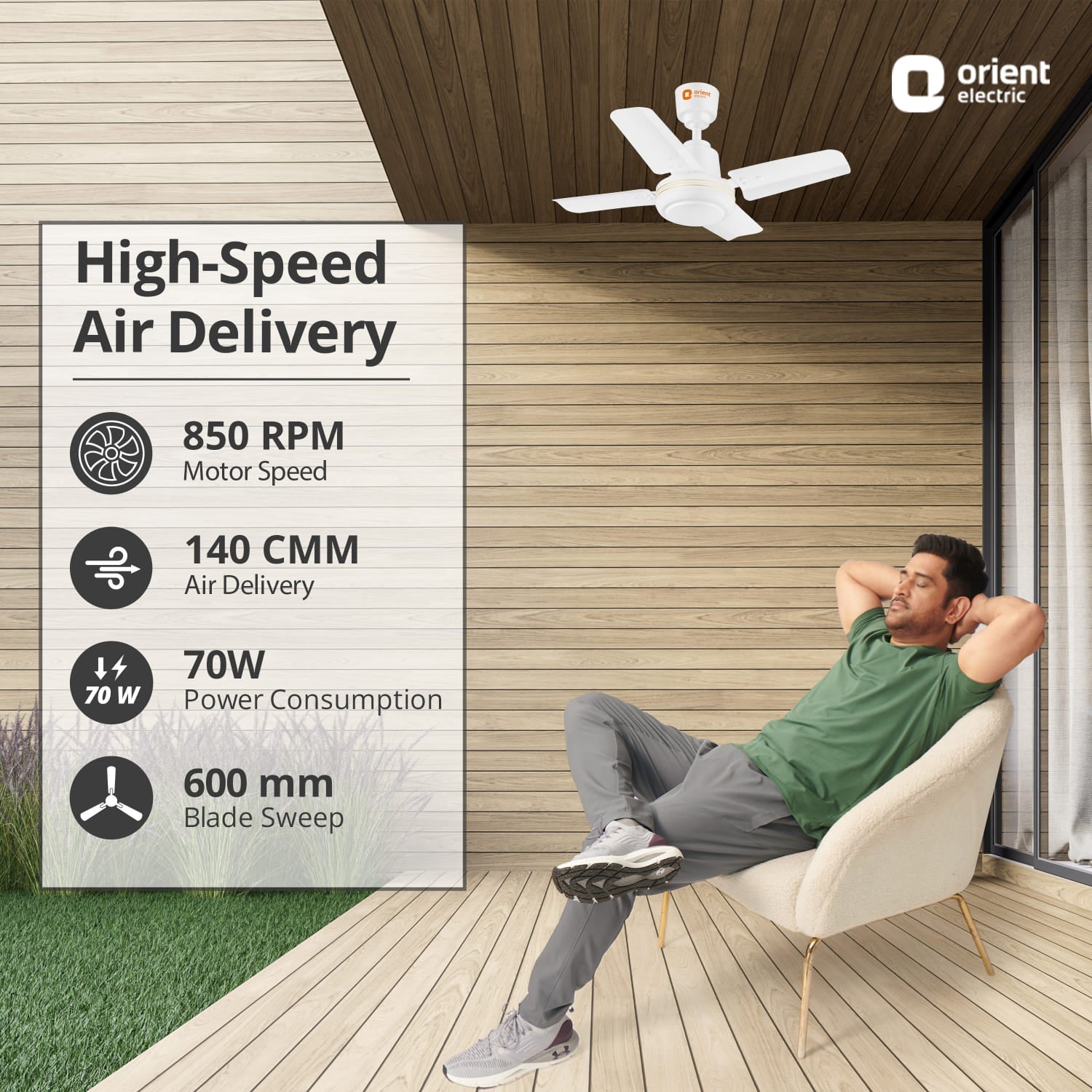 New Breeze High Speed Small Ceiling Fan | 5-Year Warranty