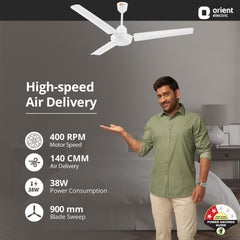 New Breeze High Speed Small Ceiling Fan | 5-Year Warranty