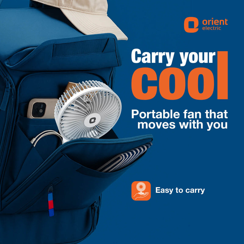 Orient Elfie 5" Compact Size Personal Fan | Chargeable Portable Fan | Mini Handheld