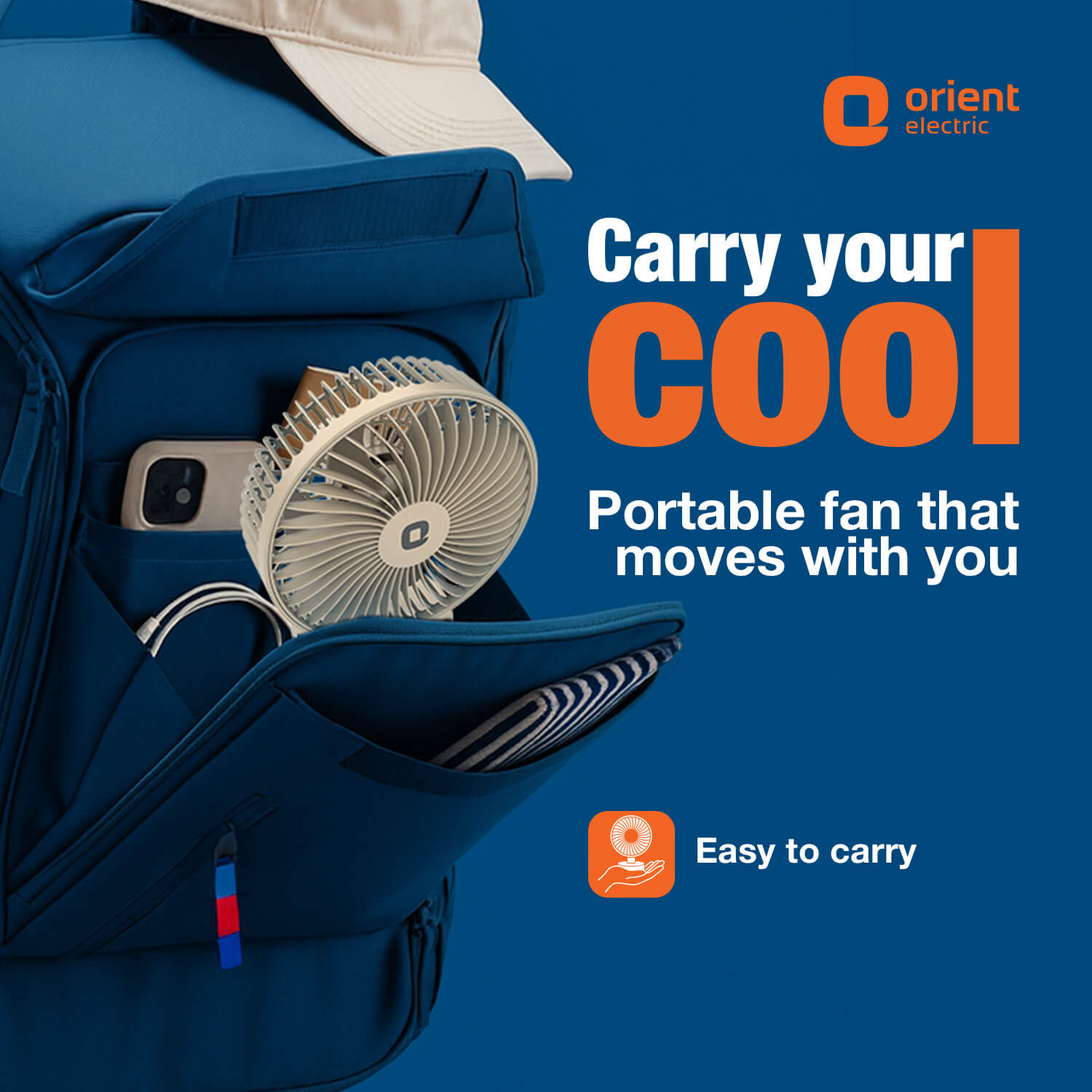 Orient Elfie 5" Compact Size Personal Fan | Chargeable Portable Fan | Mini Handheld