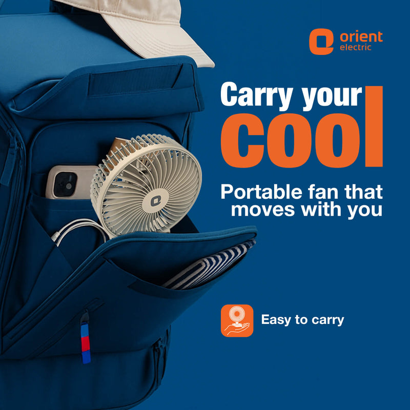 Orient Elfie 5" Compact Size Personal Fan | Chargeable Portable Fan | Mini Handheld