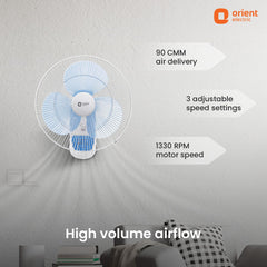 400MM Wall 49 with Remote & Touch Control Panel Wall Fan