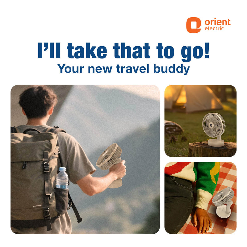 Orient Elfie 5" Compact Size Personal Fan | Chargeable Portable Fan | Mini Handheld