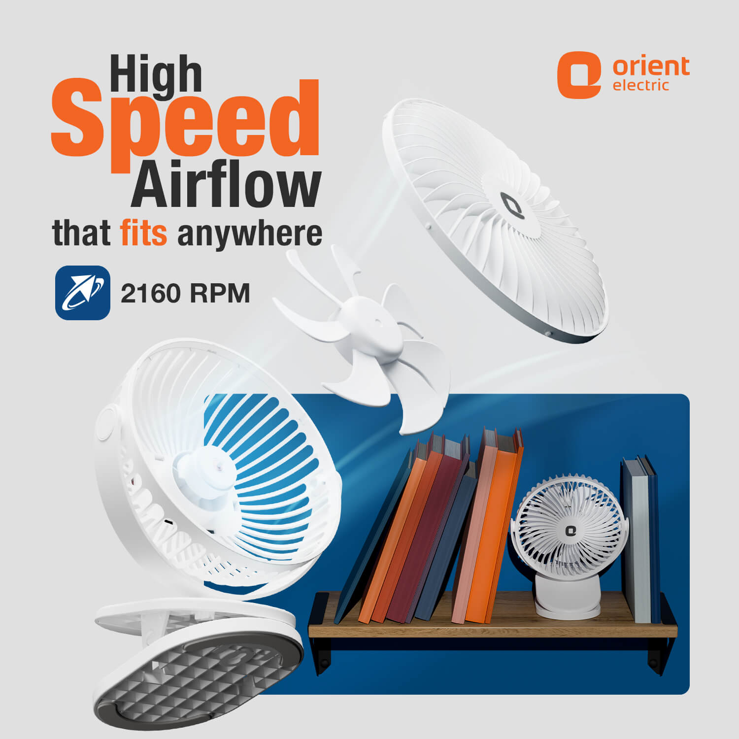 Orbis 5'' Personal Fan | 360 Degree Rotation | Chargeable Portable Fan